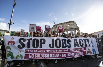 Manifestazione contro Jobs Act a Roma